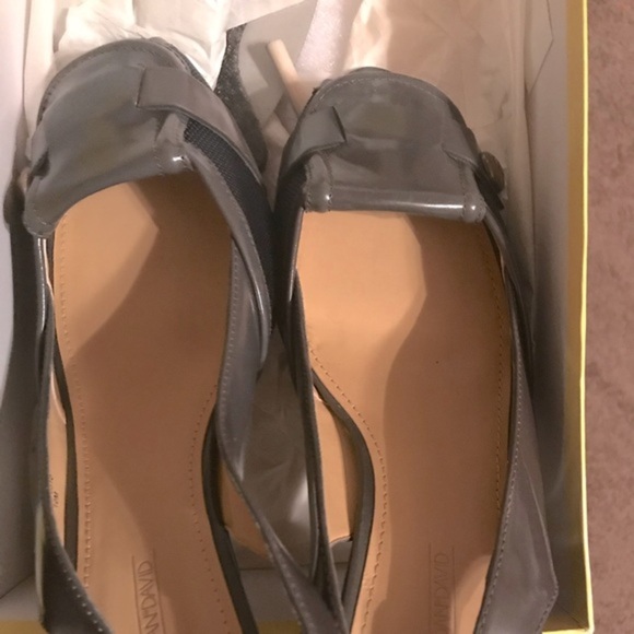 Joan & David gray‎ patent leather khaki slingback peeptoe kitten heels size 10 - Picture 6 of 11